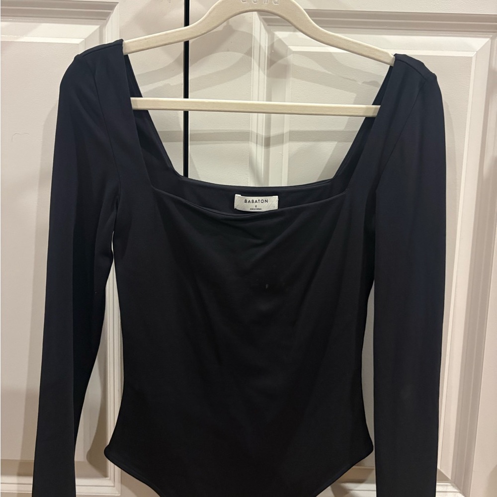 Babaton Elegant Black Square Neck Bodysuit